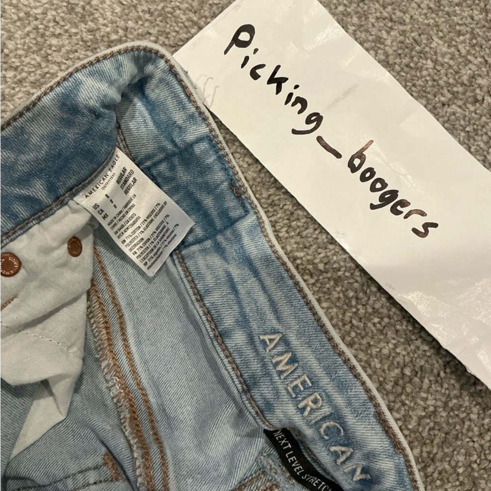 American Eagle Next Level Stretch distressed blue denim jeans boot cut size 8 - Picture 8 of 9